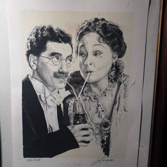 Groucho Marx & Margaret Dumont Mrs Upjohn Vintage Print Signed Lanse, # 60/250 - Picture 2 of 9